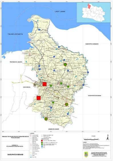 Gambar 3.1 Peta Rencana Struktur Ruang Kabupaten Bekasi. (RTRW Kabupaten 