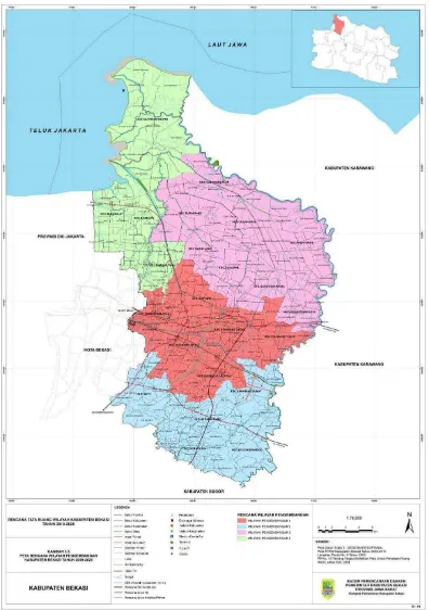 Gambar 3.2 Peta Rencana Wilayah Pengembangan Kabupaten Bekasi. (RTRW 