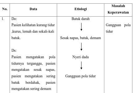 Tabel 2.3 Analisa Data dan Rumusan Masalah Keperawatan 