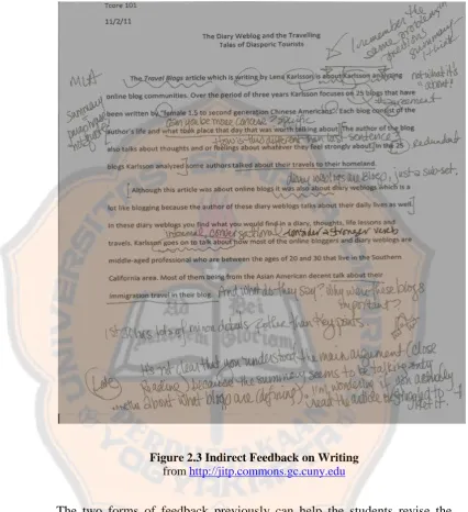Figure 2.3 Indirect Feedback on Writing from http://jitp.commons.gc.cuny.edu