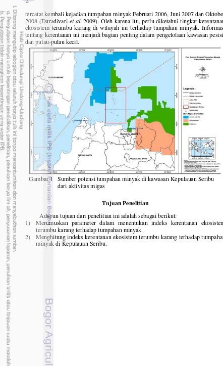 Gambar 1   Sumber potensi tumpahan minyak di kawasan Kepulauan Seribu 