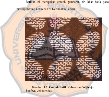 Gambar 4.2  Contoh Batik Kelurahan Wijirejo Sumber: dokumentasi 