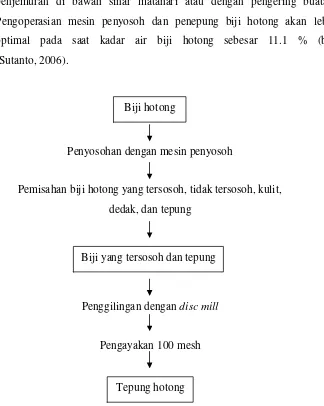 Gambar 4. Proses pembuatan tepung hotong (Modifikasi Sutanto, 2006dan Kalabadi, 2007).