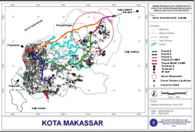 Gambar 5. Lokasi Penelitian terhadap Trayek/Rute AUP Kota Makassar 