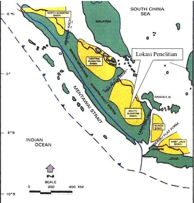 Gambar 1. Peta Cekungan Sumatera Selatan (digilib.itb.ac.id, 2010)