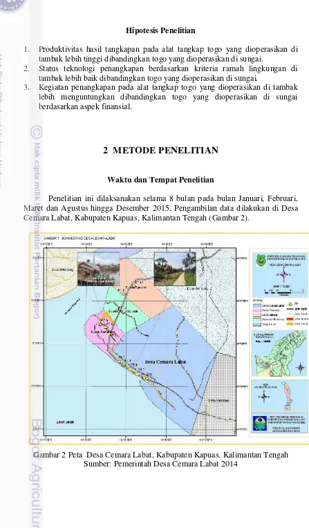 Gambar 2 Peta  Desa Cemara Labat, Kabupaten Kapuas, Kalimantan Tengah 