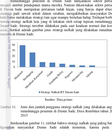 Gambar 11. Jenis dan jumlah pengguna strategi nafkah yang dilakukan anggota 