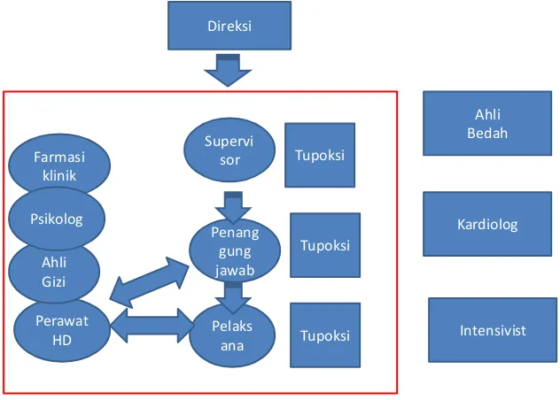 Gambar 2. Diagram struktur dan kerjasama dengan profesi lainnya dalam rumah sakit pada unit hemodialisis 