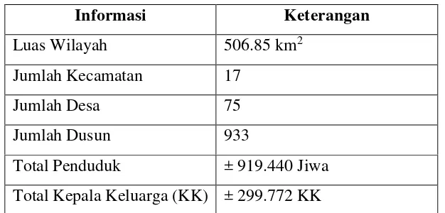 Tabel 4.1 Informasi Umum Kabupaten Bantul 