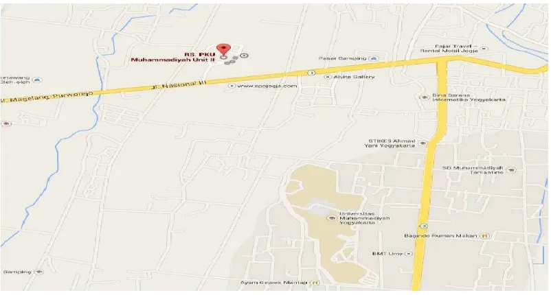 Gambar 4.1 Peta Lokasi Rumah Sakit PKU Muhammadiyah II  Yogyakarta  