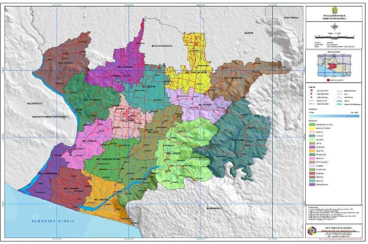 Gambar 2.1 Peta Administrasi Kabupaten Bantul 