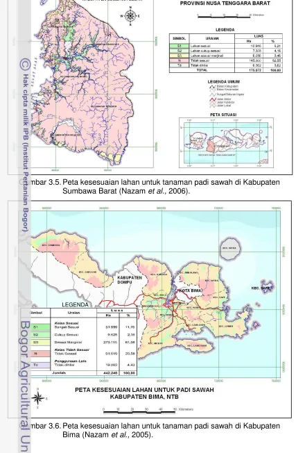 Gambar 3.5. Peta kesesuaian lahan untuk tanaman padi sawah di Kabupaten