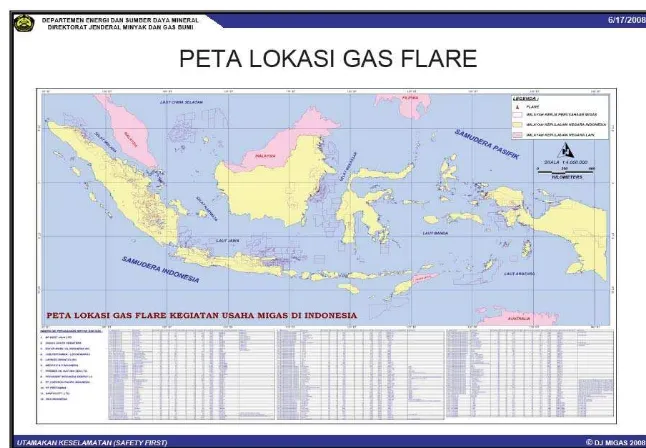 Gambar 9. Peta lokasi gas flare (Ditjend Migas, 2008) 