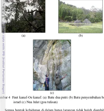 Gambar 4  Faut kanaf-Oe kanaf: (a) Batu dua putri (b) Batu penyembahan batu 