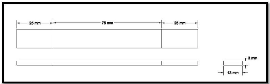 Gambar 5. Dimensi Spesimen Uji Tahan api (ASTM D 635)