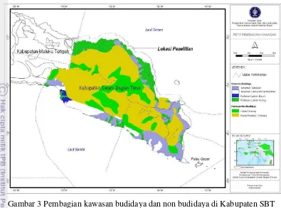 Gambar 3 Pembagian kawasan budidaya dan non budidaya di Kabupaten SBT 