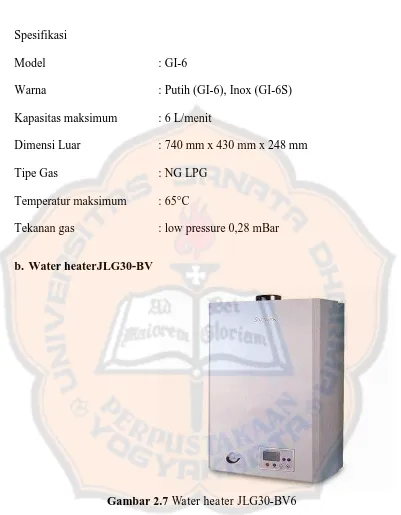 Gambar 2.7 Water heater JLG30-BV6 
