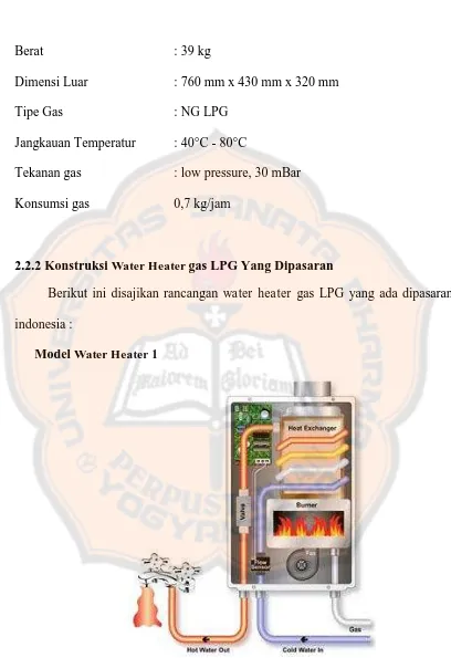 Gambar 2.8 Skema perancangan water heater dengan pemanasan pipa tidak bersentuhan langsung dengan api ( tipe 1 )  