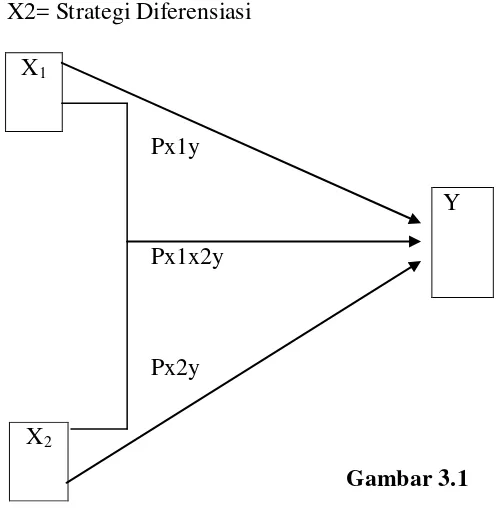 Gambar 3.1                                 Model Analisis Regresi Berganda 