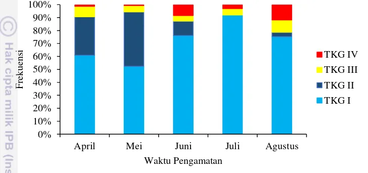 Gambar 8 Tingkat kematangan gonad ikan tongkol (E. affinis) total 