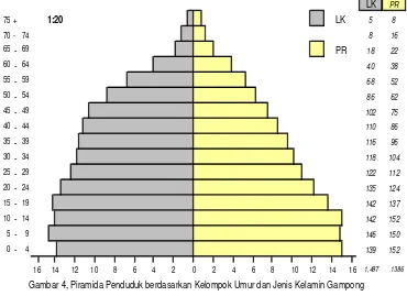 Gambar 4, Piramida Penduduk berdasarkan Kelompok Umur dan Jenis Kelamin Gampong 