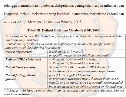 Tabel III. Definisi Sindroma Metabolik (IDF, 2006)