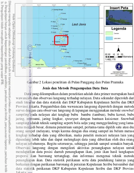 Gambar 2 Lokasi penelitian di Pulau Panggang dan Pulau Pramuka 