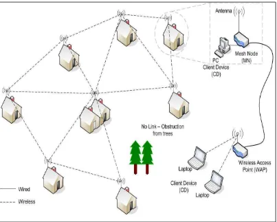 Figure 2.0: General overview about wireless mesh network 