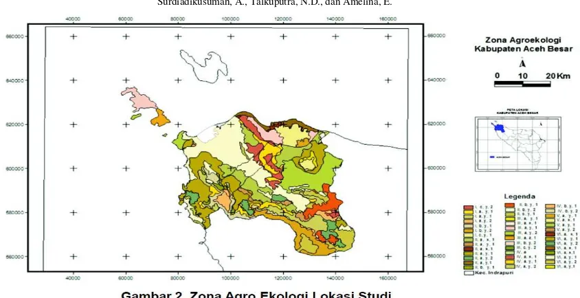 Tabel 5. Luas lahan dan komoditas yang dapat dikembangkan pada masing-masing kecamatan di Kabupaten Aceh Besar 