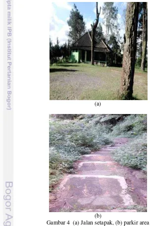 Gambar 4  (a) Jalan setapak, (b) parkir area 