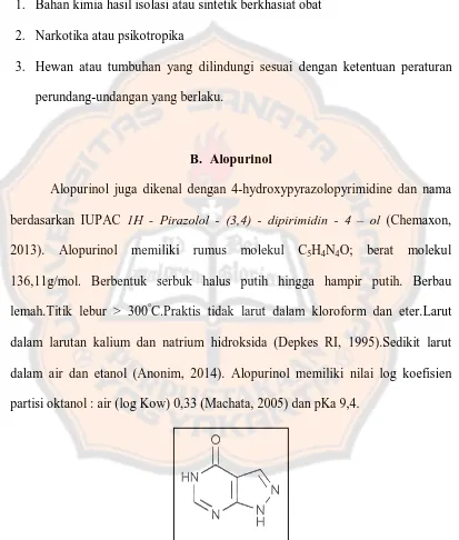 Gambar 1.Struktur Alopurinol (Depkes RI, 1995)