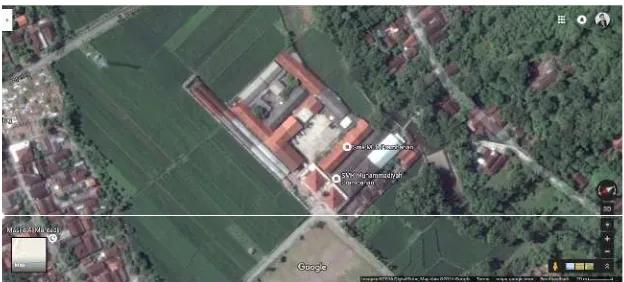 Gambar 3. SMK Muhammadiyah Prambanan Dilihat dari Google Earth