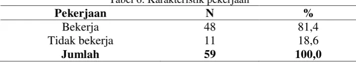 Tabel 6. Karakteristik pekerjaan 