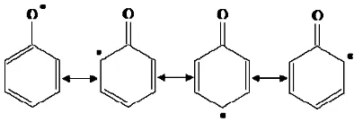 Gambar 5. Stabilisasi fenol oleh delokasi elektron  