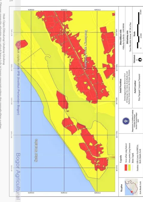 Gambar 15 Peta dampak limpasan tsunami 