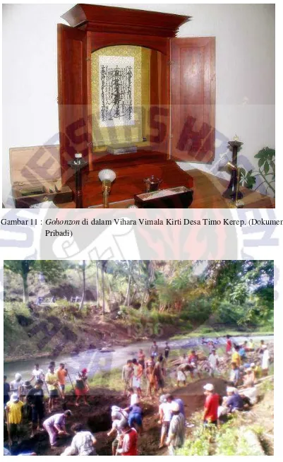 Gambar 12 : Warga beragama Budha, Islam, Kristen, Katholik bergotong royong             membangun saluran air dekat Kali Gedhe Desa Timo Kerep