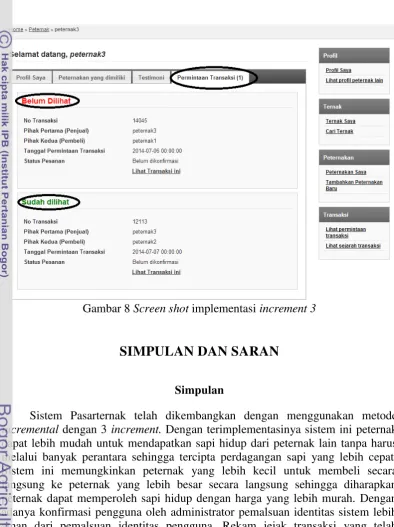 Gambar 8 Screen shot implementasi increment 3 