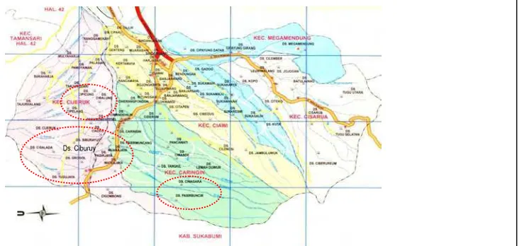 Gambar 4. Peta Lokasi Program Pemberdayaan Petani Sehat Cluster Kabupaten Bogor, Jawa Barat 