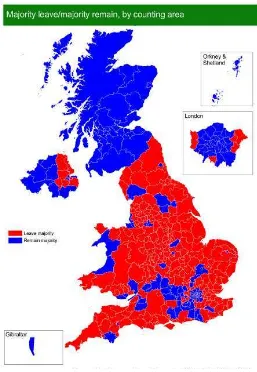 Gambar 5 - Pemetaan jumlah pemilih Brexit dan Bremain  
