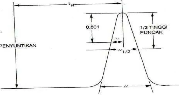 Gambar 4 Bentuk peak ideal menyerupai kurva normal Gauss         (Johnson & Stevenson, 1991) 