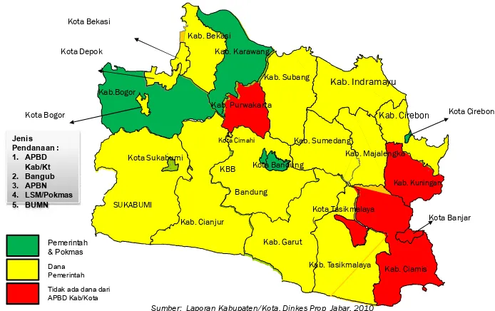 Gambar 2. Peta Dana Penanggulangan Gizi Buruk di Jawa BaratTahun 2010