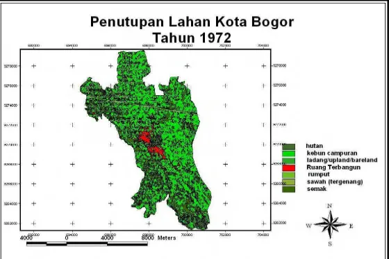 Gambar 10. Peta Penutupan Lahan Kota Bogor  Tahun 1972