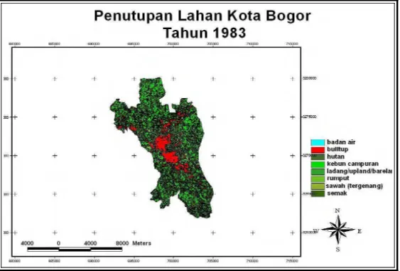 Gambar 11. Peta Penutupan Lahan Kota Bogor  Tahun 1983