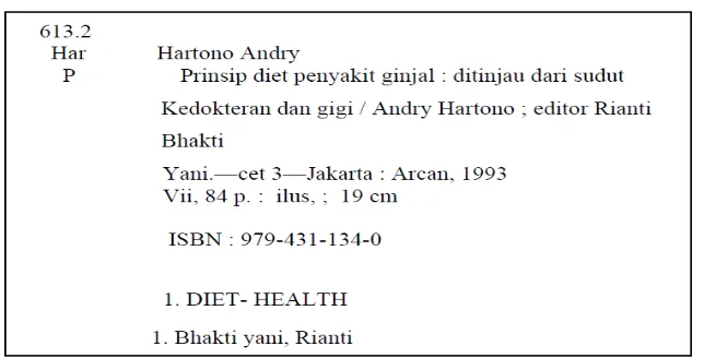 Gambar 8. Contoh katalog tidak mengunakan pedoman LCSH 