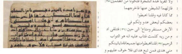 Gambar 1. Mushaf Al-Qur’an Usman (Topkapi Turki) dengan titik-titik tanda baca. Hasil editing Dr