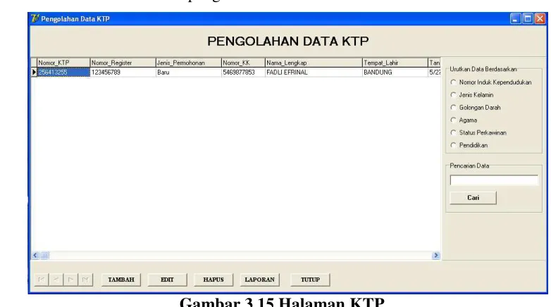 Gambar 3.15 Halaman KTP 