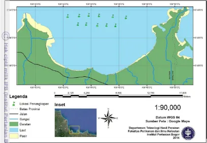 Gambar 2 Peta lokasi penangkapan nelayan di perairan Kabupaten Cirebon 