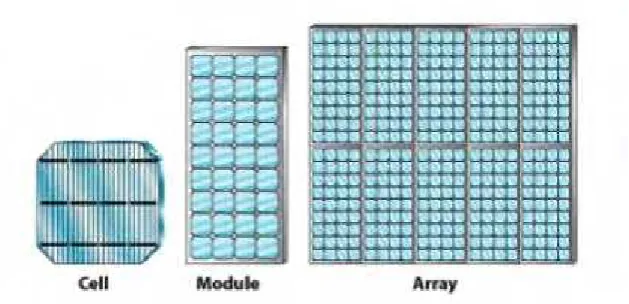 Figure 2.1: Diagram that shows how individual cells make up a module. An array 