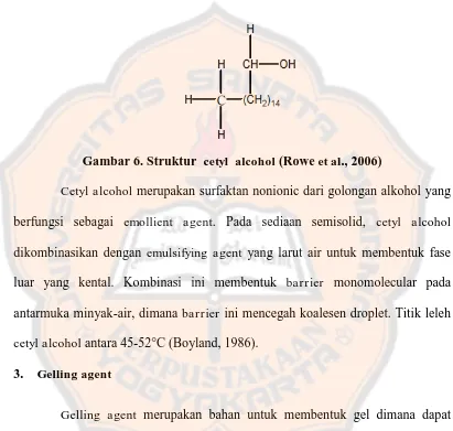 Gambar 6. Struktur  cetyl  alcohol (Rowe et al., 2006)  
