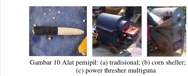 Gambar 10 Alat pemipil: (a) tradisional; (b) corn sheller; 